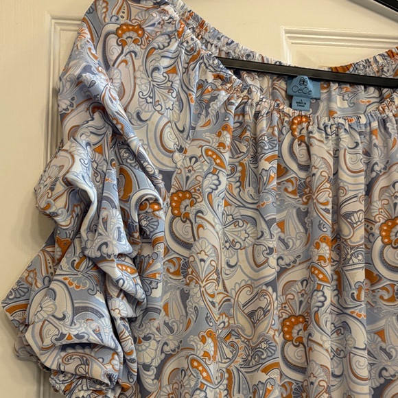 CeCe Paisley woman’s Blouse - Light Blue and Orange large - Picture 4 of 7